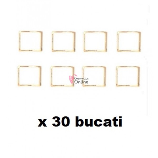 Decoratiuni 3D Metalice Aurii pentru unghii Cod 3020 Patrat